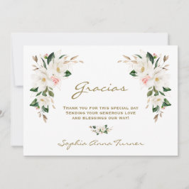 Tarjeta De Agradecimiento Magnolia Flor Rosa España Gracias Baby Shower