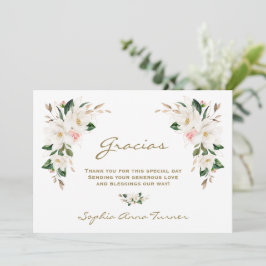 Tarjeta De Agradecimiento Magnolia Flor Rosa España Gracias Baby Shower