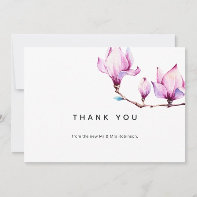 Tarjeta De Agradecimiento Magnolia Floral (Anverso)
