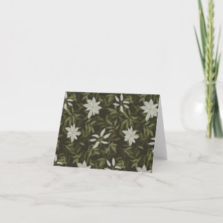 Tarjeta De Agradecimiento Magnolia y hojas verdes sobre negro