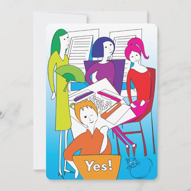 Tarjeta De Agradecimiento Mah Jongg Yes Flat (Anverso)