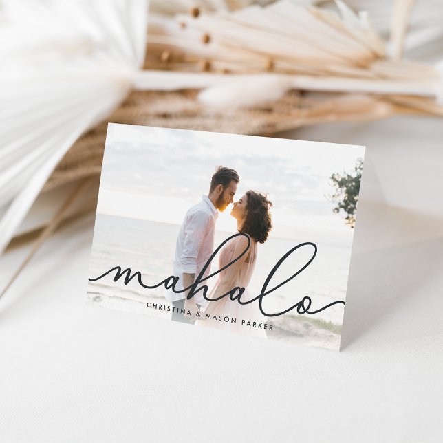Tarjeta De Agradecimiento Mahalo | Boda hawaiano Foto Gracias (Subido por el creador)
