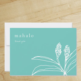 Tarjeta De Agradecimiento mahalo | floral | tropical | turquesa | gracias