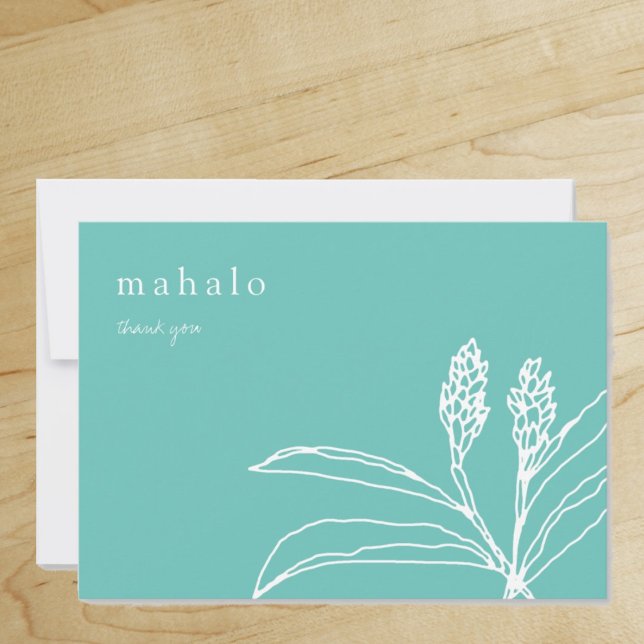 Tarjeta De Agradecimiento mahalo | floral | tropical | VERDE AZULADO | graci ("Everyday is abundantly beautiful." 
Sincerely Best Wishes from Lucky Design World)