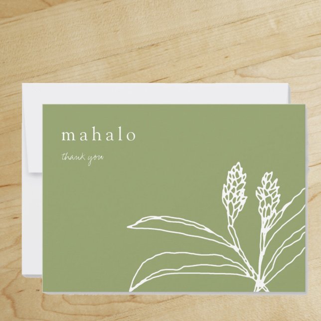 Tarjeta De Agradecimiento mahalo | floral | tropical | verde | gracias ("Everyday is abundantly beautiful." 
Sincerely Best Wishes from Lucky Design World)