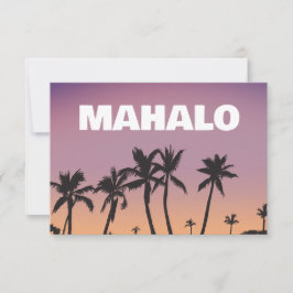 Tarjeta De Agradecimiento Mahalo Hawaii Sunset Palm Tree Gradient Postcard