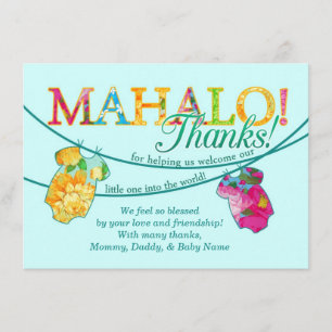 Tarjeta de agradecimiento Mahalo Luau Onsie de cam