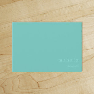 Tarjeta De Agradecimiento mahalo   minimal tropical azul turquesa gracias 