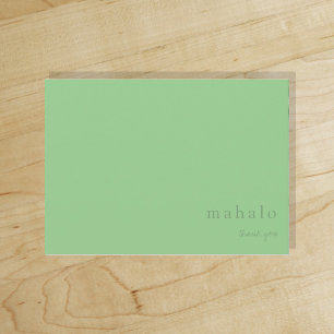 Tarjeta De Agradecimiento mahalo   minimal tropical verde claro gracias 