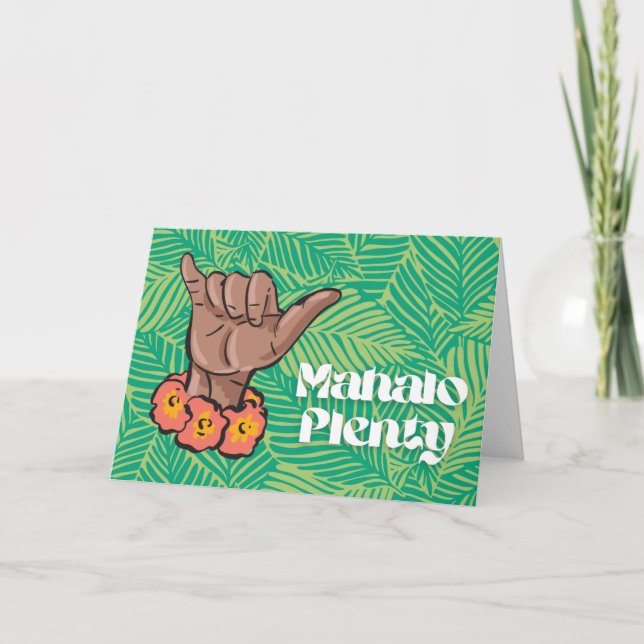 Tarjeta De Agradecimiento Mahalo Muchas Gracias A Hawaiian Pidgin Grey (Anverso)