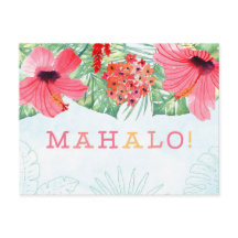 tarjeta de agradecimiento mahalo, tarjeta mahalo