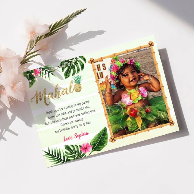 Tarjeta de agradecimiento Mahalo Tropical Verde (Subido por el creador)