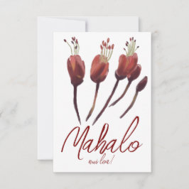 Tarjeta De Agradecimiento Mahalo Uhiuhi Flor Rare Nativa Hawaiana Elegante