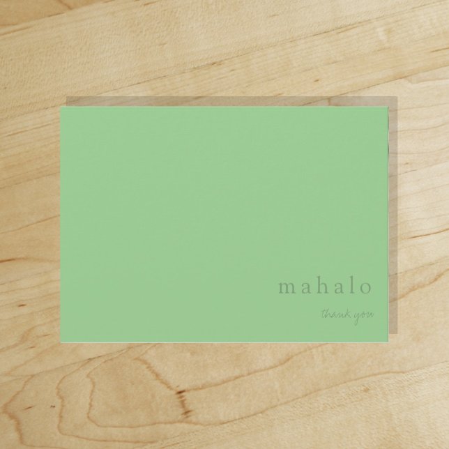 Tarjeta De Agradecimiento mahalo | verde claro tropical mínimo gracias (Subido por el creador)