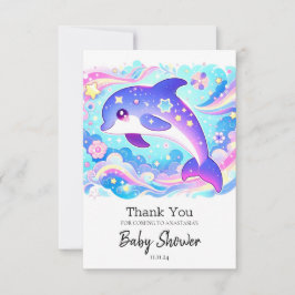Tarjeta De Agradecimiento Majestic Cute Dolphin Baby Shower