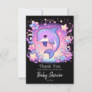 Tarjeta De Agradecimiento Majestic Dolphin Baby Shower