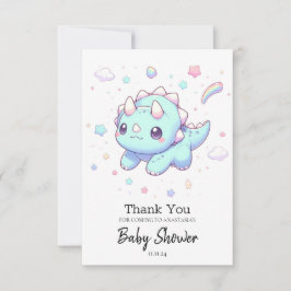 Tarjeta De Agradecimiento Majestic Dreamy Dinosaur Baby Shower