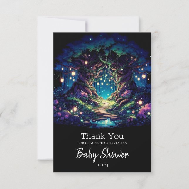 Tarjeta De Agradecimiento Majestic Fun Enchant Forest Baby Shower (Anverso)