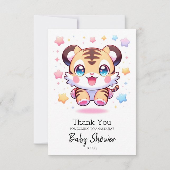 Tarjeta De Agradecimiento Majestic Tiger Baby Shower (Anverso)