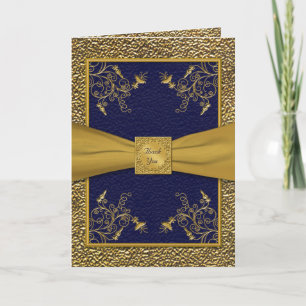 Tarjeta de agradecimiento Majestuosa Navy y Gold