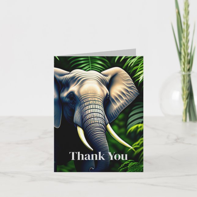 Tarjeta De Agradecimiento Majestuoso Elefante De La Selva - Salvaje Y Libre (Anverso)