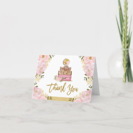 Tarjeta De Agradecimiento Maleta de viaje floral dorado rubor regalo de boda