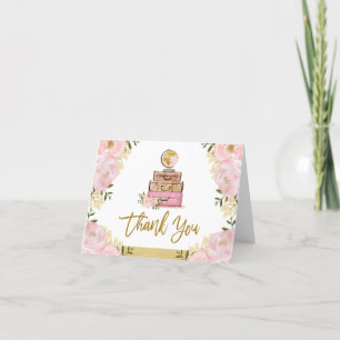 Tarjeta De Agradecimiento Maleta de viaje floral dorado rubor regalo de boda