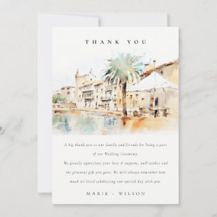 Tarjeta De Agradecimiento Mallorca España Paisaje Acuarela Boda