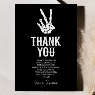 Tarjeta De Agradecimiento Malvado Esqueleto Cumpleaños 2 Fiesta de Cumpleaño