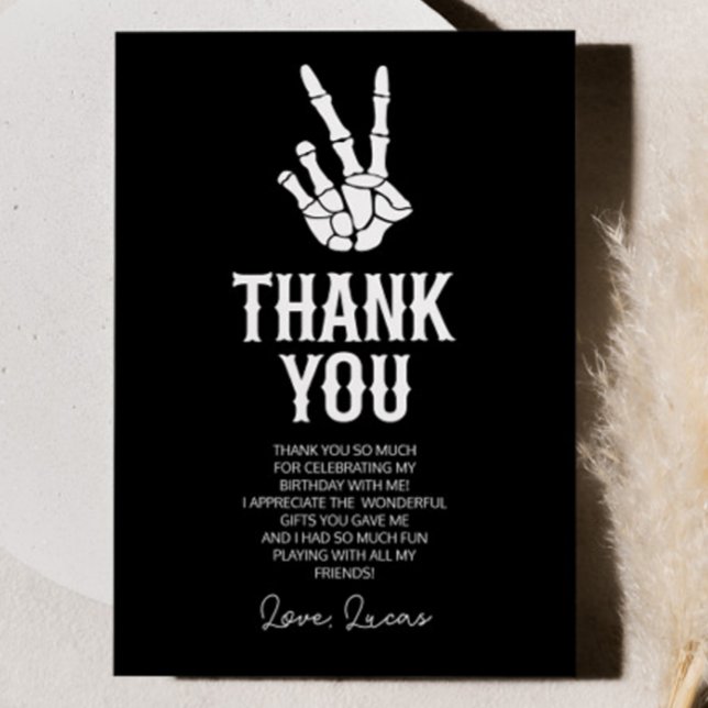 Tarjeta De Agradecimiento Malvado Esqueleto Cumpleaños 2 Fiesta de Cumpleaño (Subido por el creador)