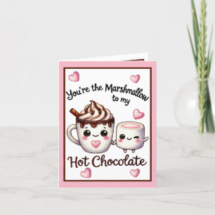 Tarjeta De Agradecimiento Malvaviscos y chocolate caliente Kawaii lindos