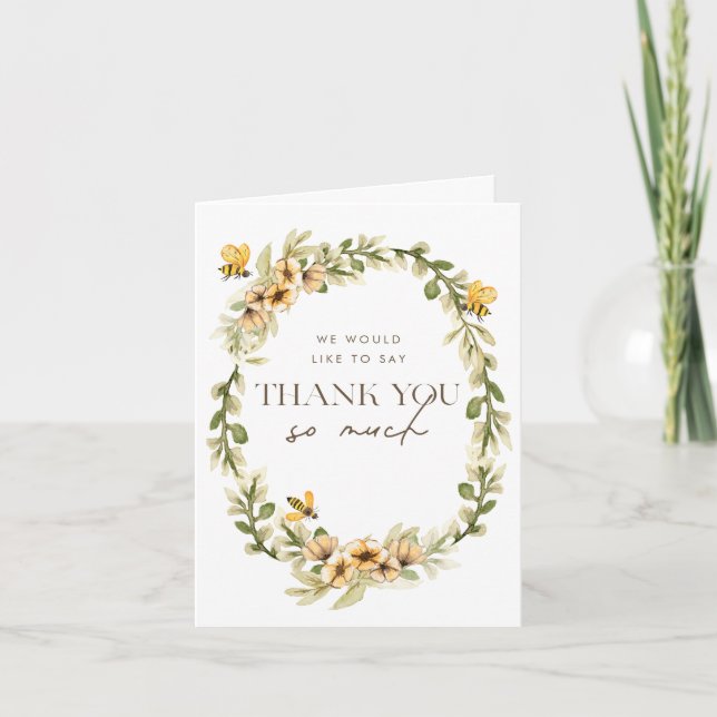 Tarjeta De Agradecimiento Mama a Bee Spring Baby Shower (Anverso)