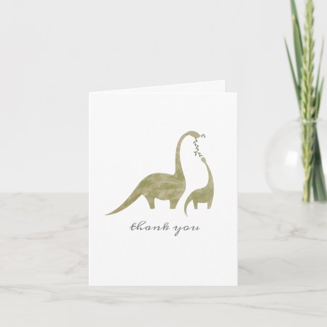 Tarjeta De Agradecimiento Mama Baby Dinosaur Baby Shower Gracias (Anverso)