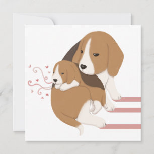 Tarjeta De Agradecimiento Mamá Beagle y Ilustracion bebé
