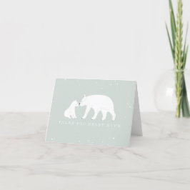 Tarjeta De Agradecimiento Mamá bebé oso polar azul Baby Shower gracias