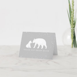Tarjeta De Agradecimiento Mamá bebé oso polar gris Baby Shower gracias