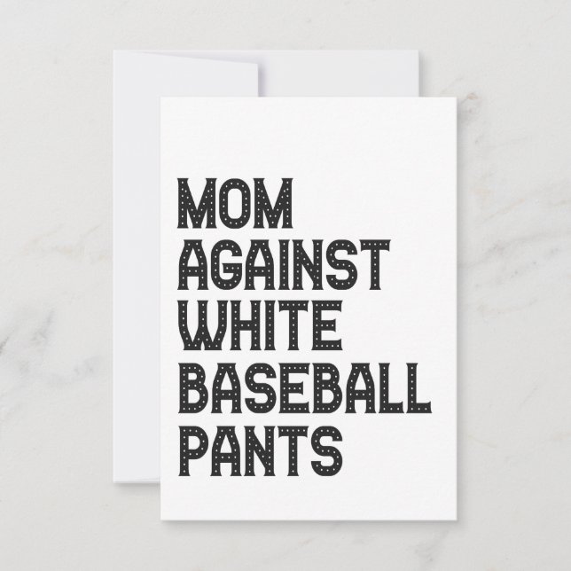 Tarjeta De Agradecimiento Mamá contra pantalones blancos de béisbol regalo d (Anverso)
