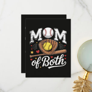 Tarjeta De Agradecimiento Mamá de ambos béisbol de día de juego softbol 