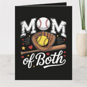 Tarjeta De Agradecimiento Mamá de ambos Game Day Béisbol Softbol