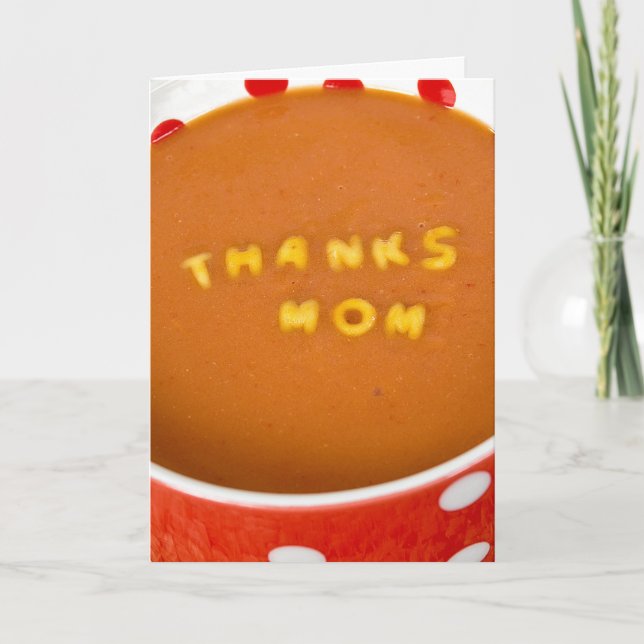 Tarjeta De Agradecimiento mamá de las gracias en sopa del tomate (Anverso)