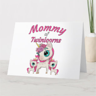 Tarjeta De Agradecimiento Mamá de Twinicorns: Madre e hijas gemelas Unicorn