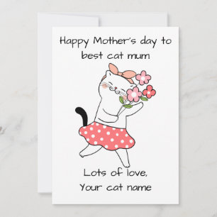 Tarjeta De Agradecimiento Mamá del mejor gato del día de la madre feliz pers