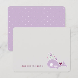 Tarjeta De Agradecimiento Mamá embarazada ballena morada gemelas shower de b