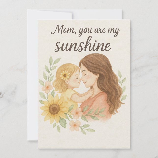 Tarjeta De Agradecimiento Mamá, eres mi sol - Día de la Madre de las acuarel (Anverso)