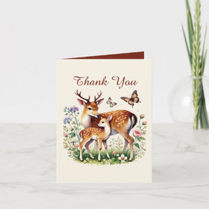 Tarjeta De Agradecimiento Mamá linda y ciervo bebé añaden tu mensaje