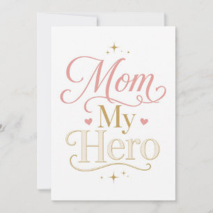 Tarjeta De Agradecimiento Mamá Mi Heroe Tipografía Rosa Dorada Elegante