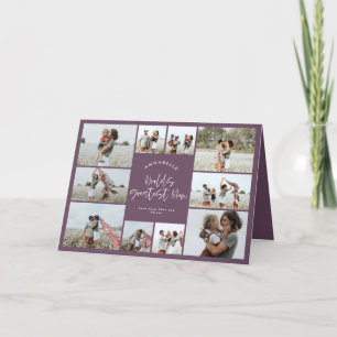 Tarjeta De Agradecimiento Mamá morado elegante moderno collage de fotos míni