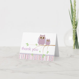 Tarjeta De Agradecimiento Mama Owl & Baby Owl in Purple Thank You