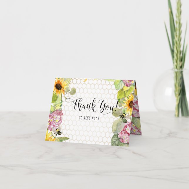 Tarjeta De Agradecimiento Mamá para abonar hidráneas rosas de girasol (Anverso)