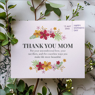 Tarjeta De Agradecimiento Mamá Personalizada – Día de la Madre con el Corazó